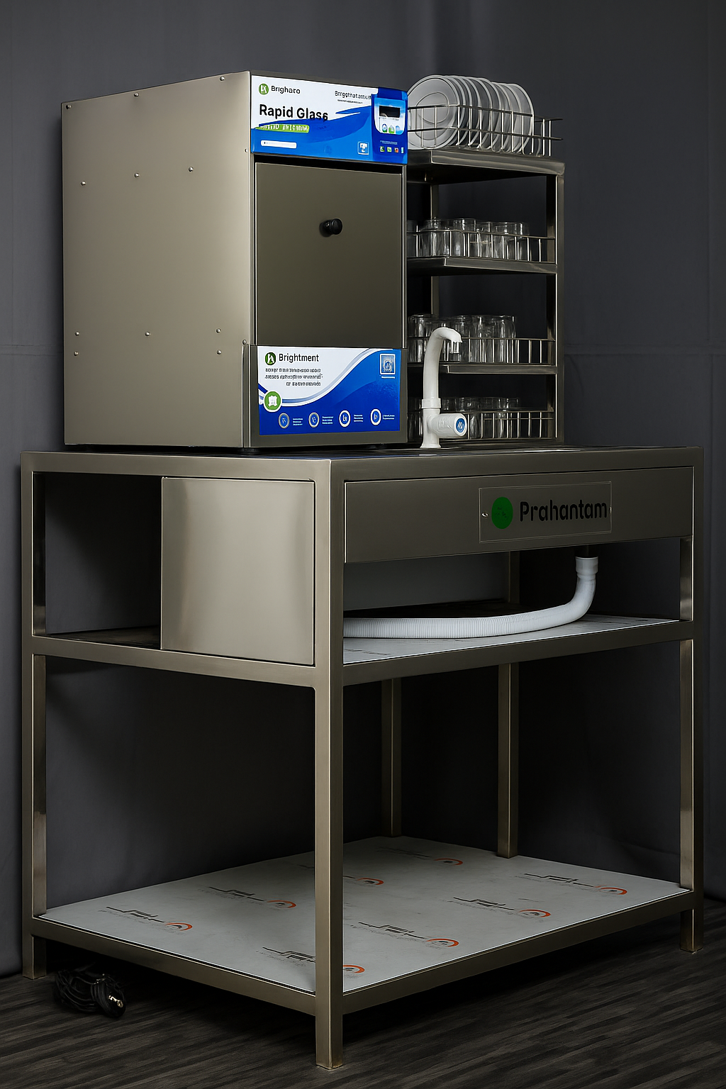 Prahantam PB02 Rapid Glass Washer — high-throughput commercial glass washing machine