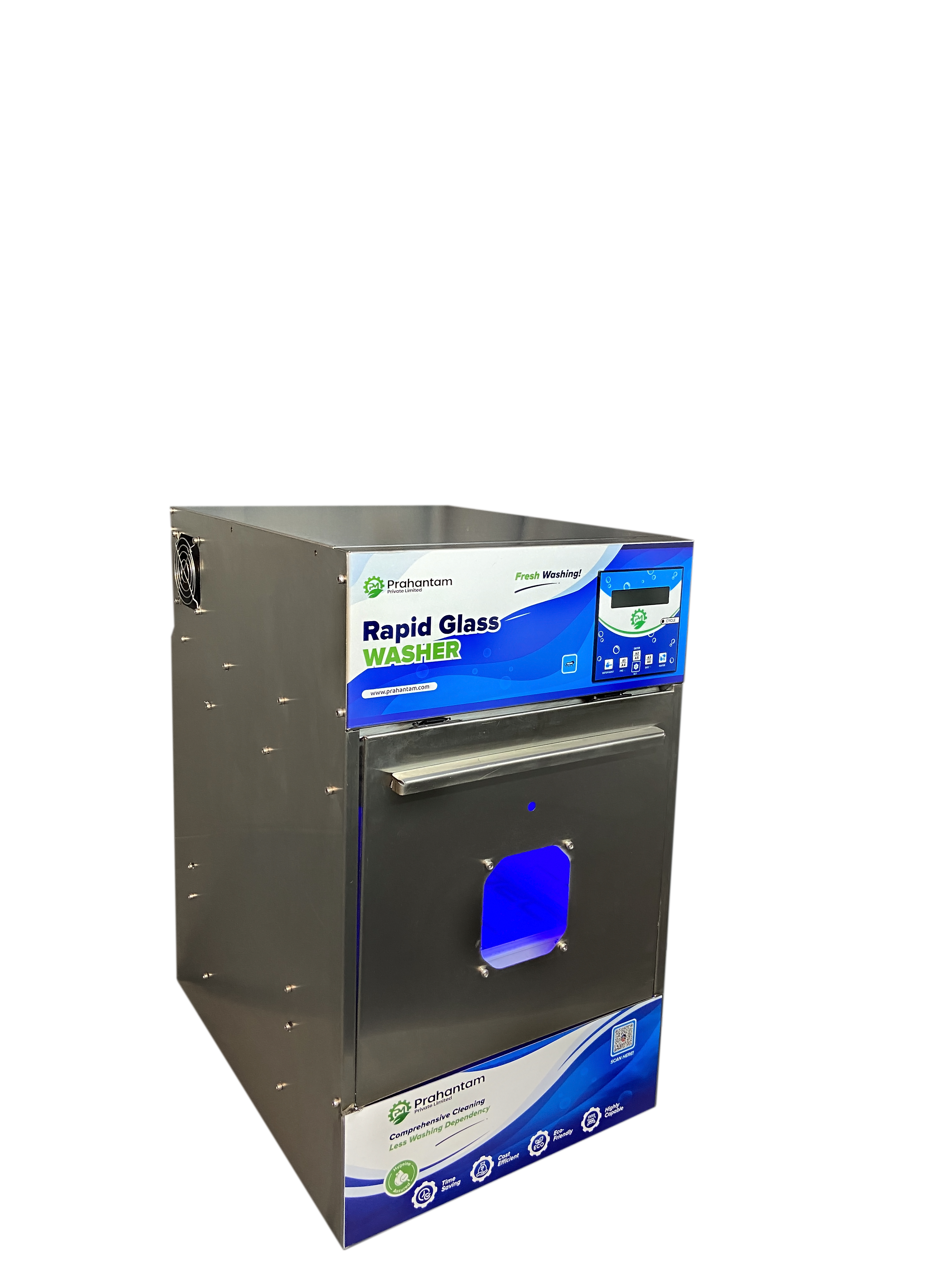 Prahantam PH03 Rapid Glass Washer — premium hot water commercial glass washing machine
